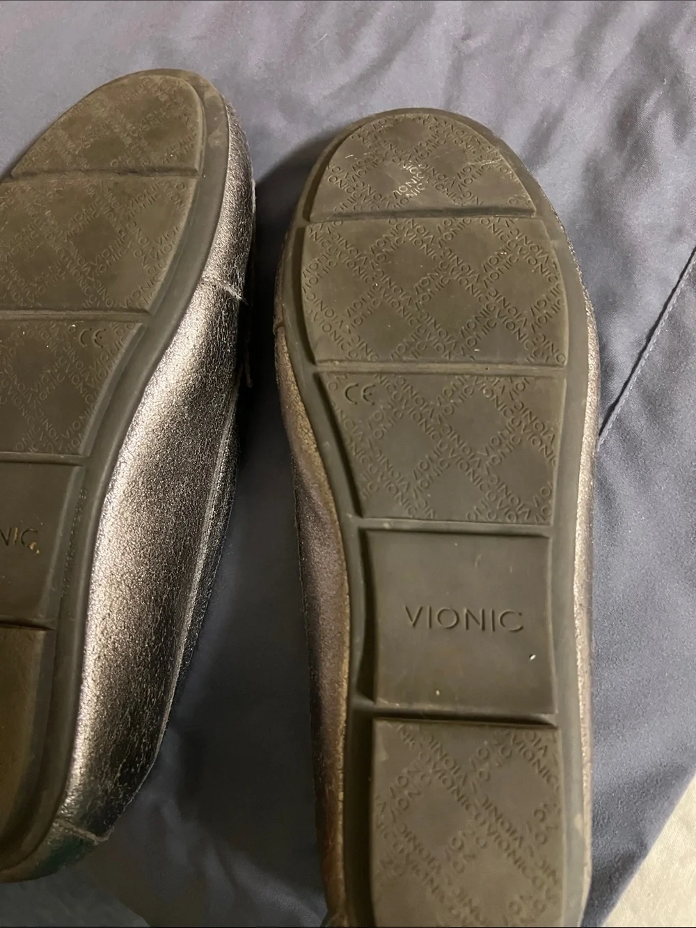 Vionic Metallic Silver Leather Loafers